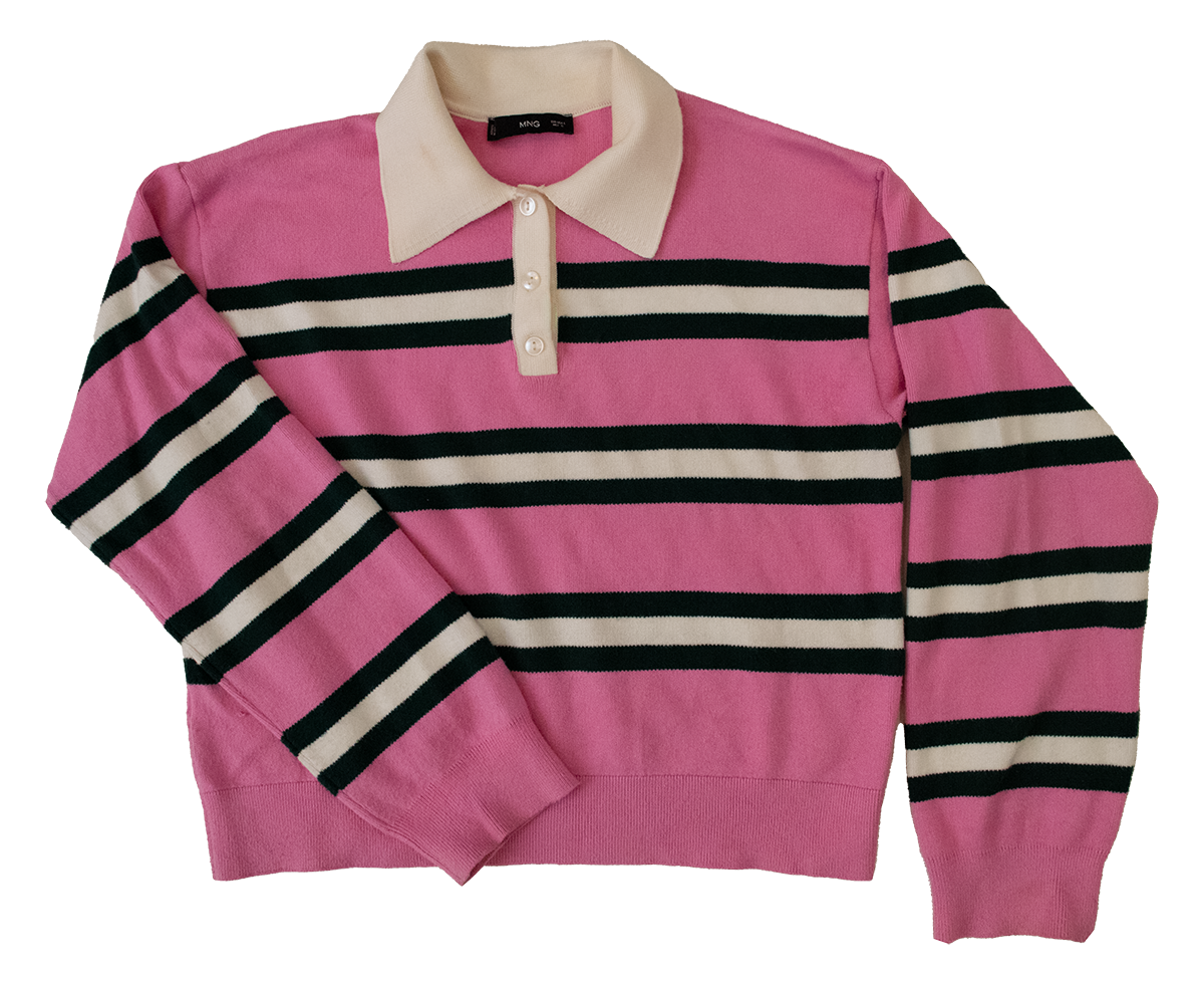 Sueter Polo Rayas Rosadas Mango